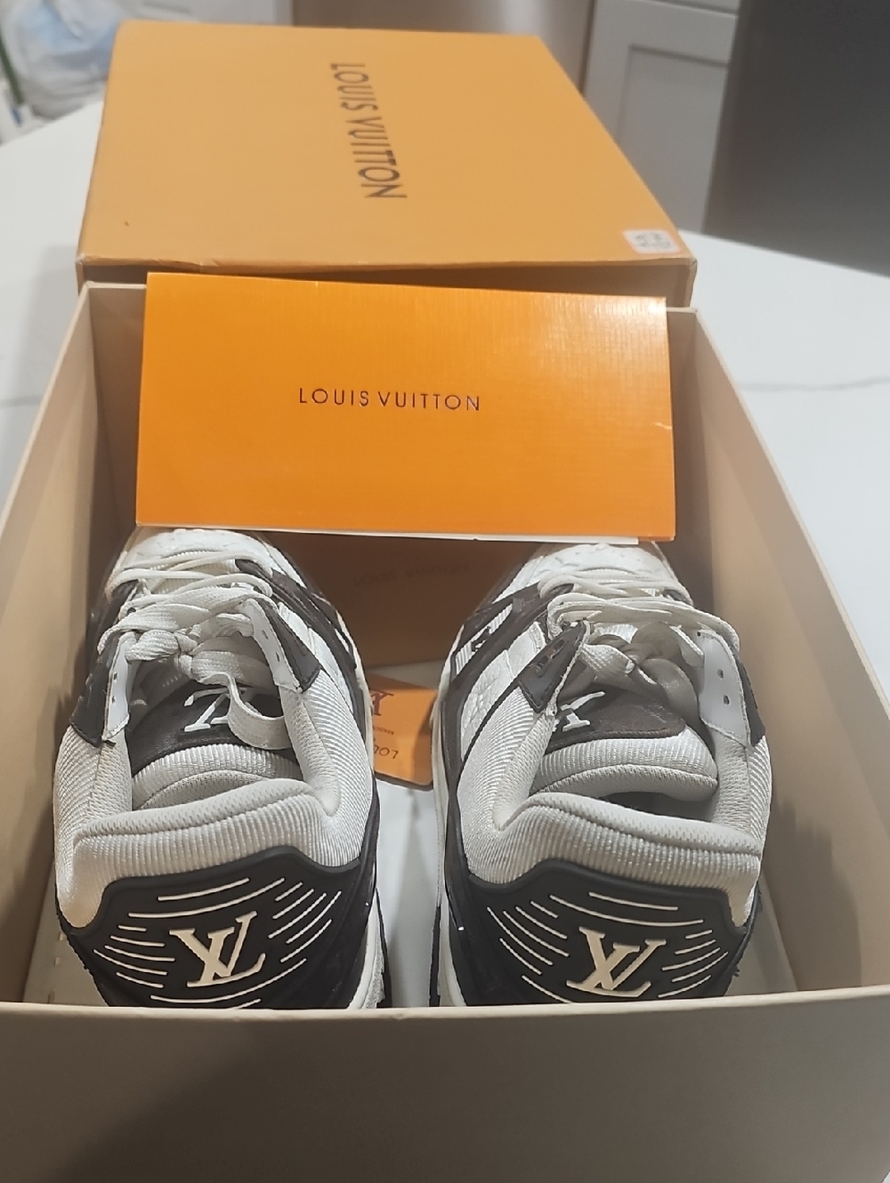 Louis Vuitton Black and White LV Logo Running Sneakers